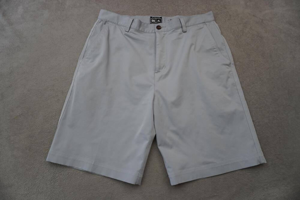 Adidas Shorts Mens 34 Gray Chino Stretch Golf Casual Performance 10" Inseam